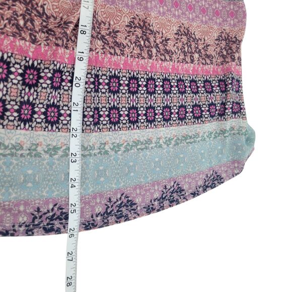 Spense Boho Tank Top Blouse Large Mixed Border Pattern Halter Braided Neck Lined - Picture 9 of 9